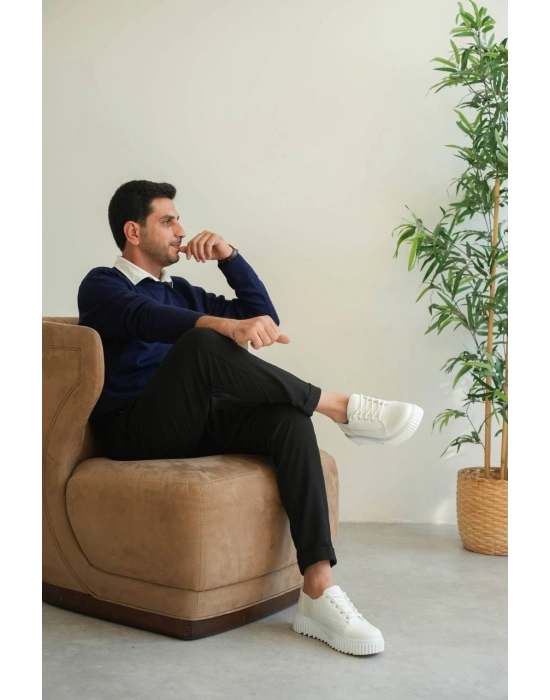 KB-X516 Kuback Beyaz Cilt Günlük Erkek Ayakkabı