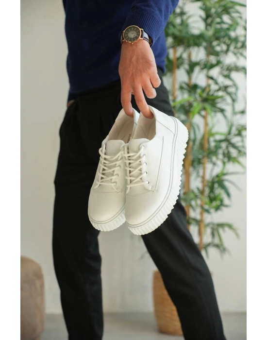 KB-X516 Kuback Beyaz Cilt Günlük Erkek Ayakkabı