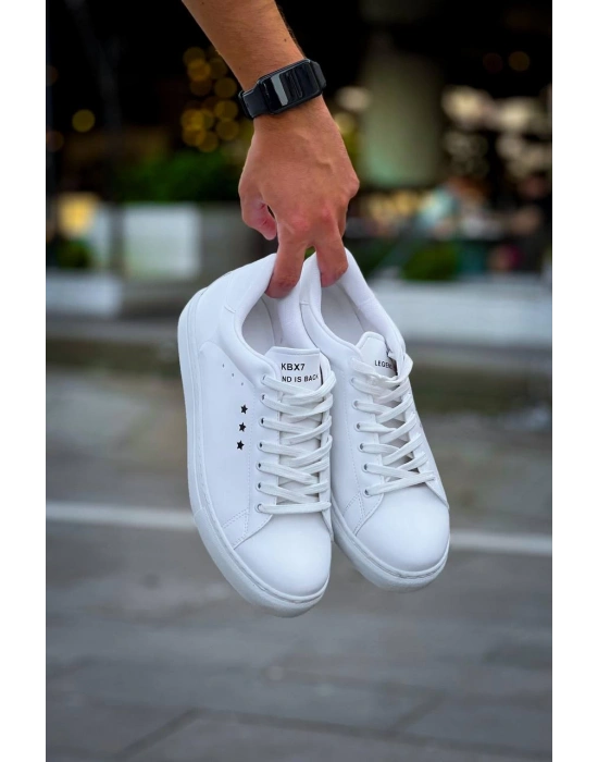 Kb-x7 Kuback Beyaz Yüksek Taban Bağcıklı Günlük Erkek Ayakkabı Erkek Günlük Ayakkabı