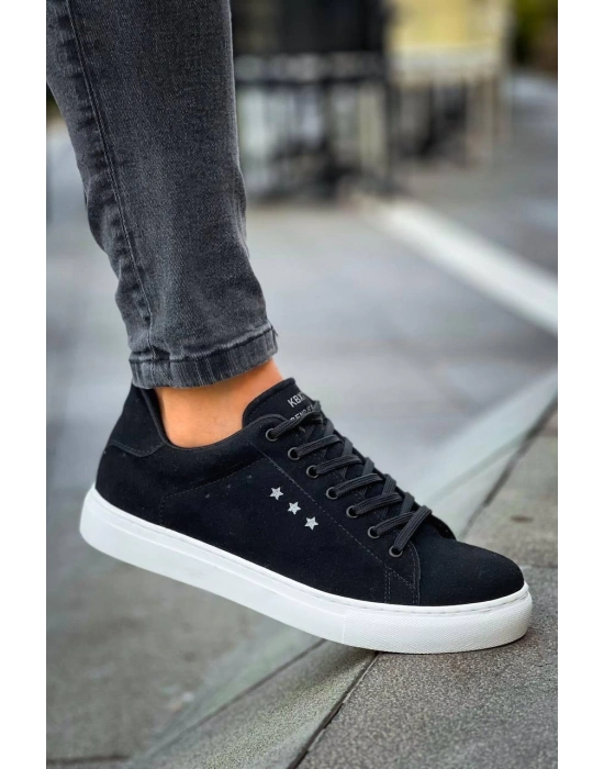 Kb-x7 Kuback Siyah Süet Yüksek Beyaz Taban Bağcıklı Günlük Erkek Ayakkabı Erkek Günlük Ayakkabı