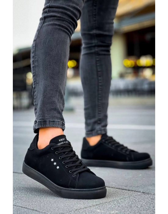 Kb-x7 Kuback Siyah Süet Yüksek Siyah Taban Bağcıklı Günlük Erkek Ayakkabı Erkek Günlük Ayakkabı