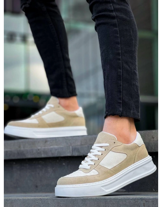 KB-X8 Kuback Bej Keten Süet Yüksek Taban Günlük Spor Ayakkabı