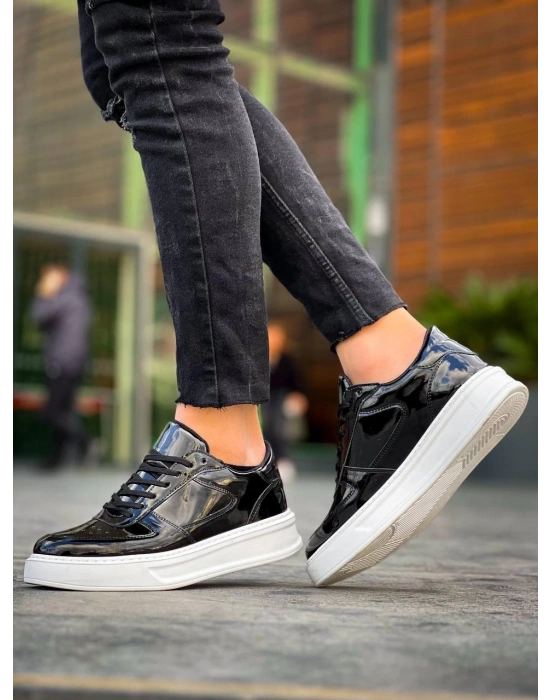 Kb-x8 Kuback Siyah Rugan Detaylı Beyaz Yüksek Taban Günlük Erkek Spor Ayakkabı