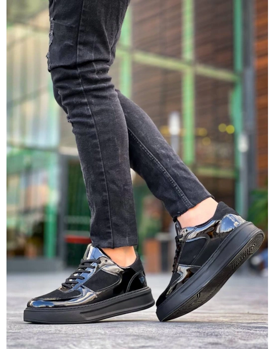 Kb-x8 Kuback Siyah Rugan Yüksek Siyah Taban Günlük Erkek Spor Ayakkabı