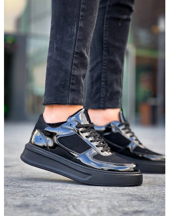 KB-X8 Kuback Siyah Rugan Yüksek Siyah Taban Günlük Spor Ayakkabı