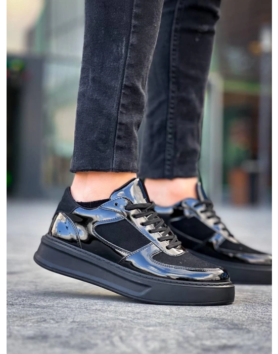 Kb-x8 Kuback Siyah Rugan Yüksek Siyah Taban Günlük Erkek Spor Ayakkabı