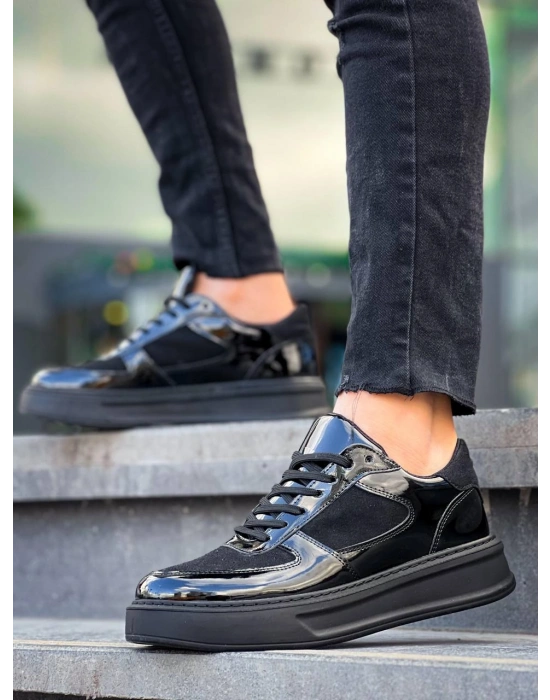 KB-X8 Kuback Siyah Rugan Yüksek Siyah Taban Günlük Spor Ayakkabı