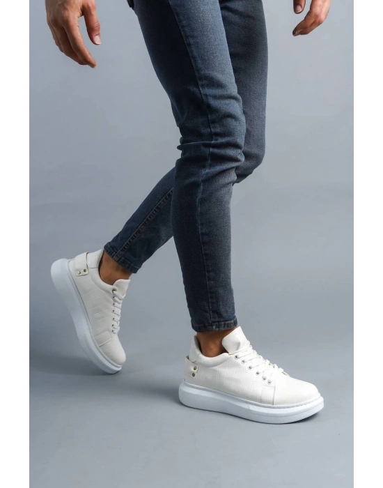 Kb047 Kuback Beyaz Crocodile Günlük Erkek Ayakkabı Erkek Günlük Ayakkabı