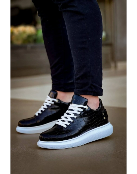 KB047  Kuback SİYAH Crocodile Günlük Erkek  Ayakkabı