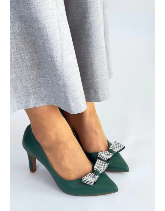 Keana Yeşil Cilt Kadın Topuklu Ayakkabı