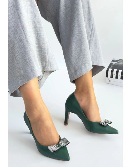 Keana Yeşil Cilt Kadın Topuklu Ayakkabı