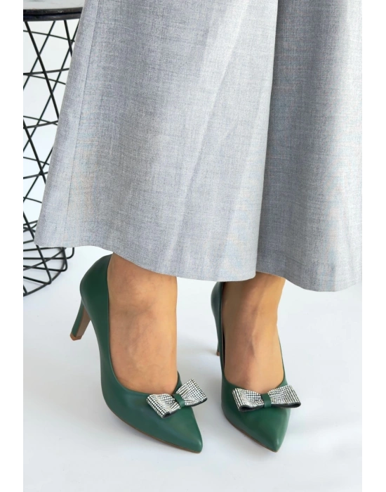 Keana Yeşil Cilt Kadın Topuklu Ayakkabı