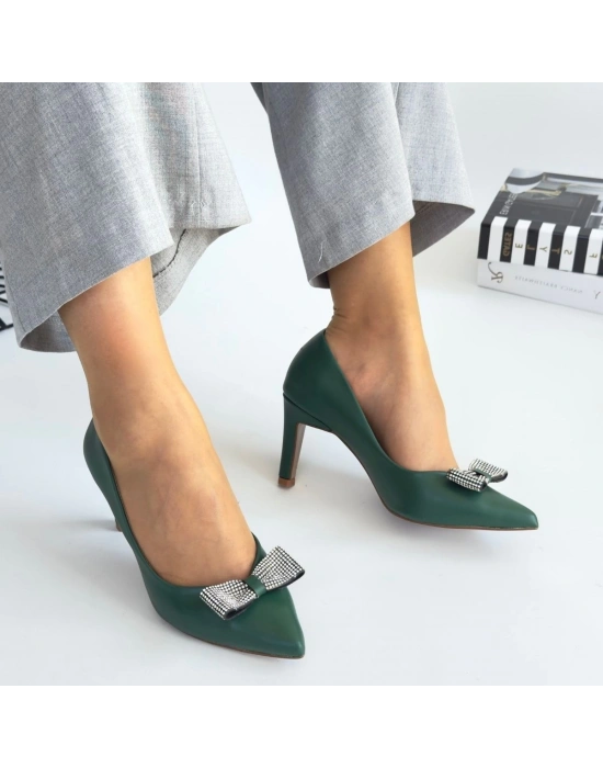 Keana Yeşil Cilt Kadın Topuklu Ayakkabı