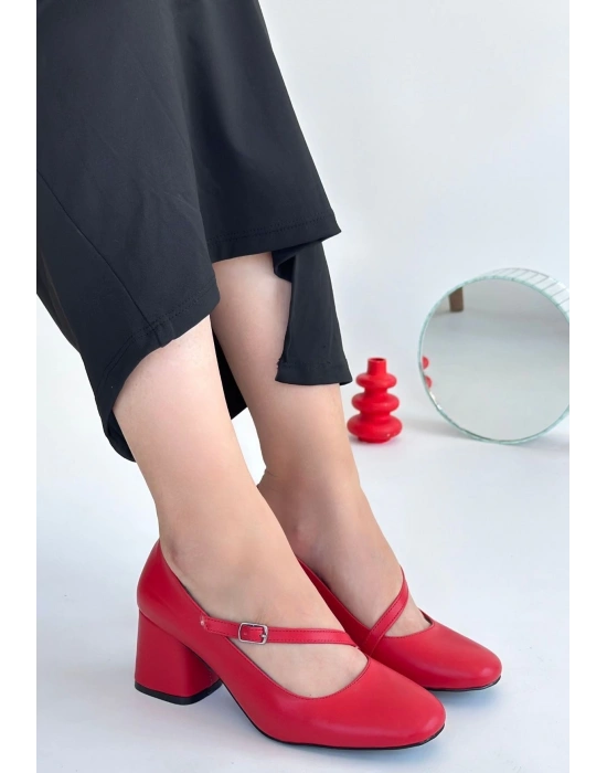 Kier Kırmızı Cilt Kadın Topuklu Ayakkabı