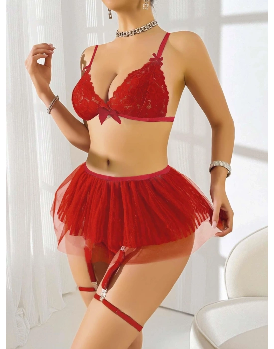 Kırmızı Tül etekli Fantezi Kostüm 2211