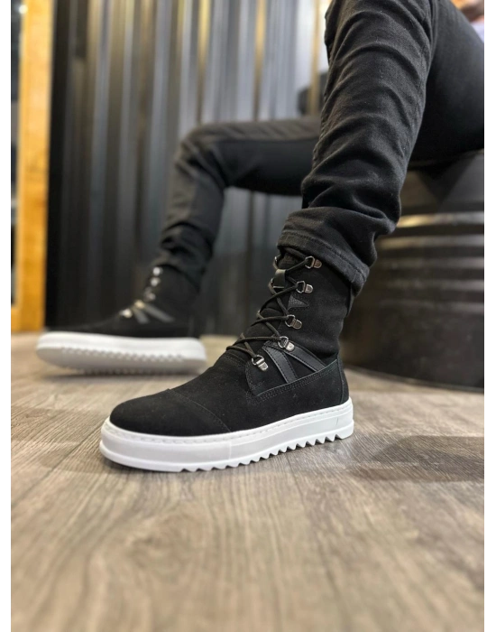 Knack Erkek Spor Bot B12 Siyah Süet (Beyaz Taban)