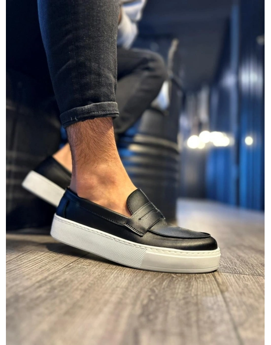 Knack Günlük Klasik Ayakkabı 400 Siyah (Beyaz Taban)