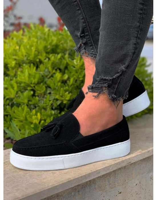 Knack Günlük Spor 717 Siyah Süet (beyaz Taban) Erkek Klasik Ayakkabı