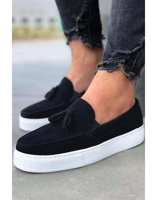 Knack Günlük Spor Klasik Ayakkabı 717 Siyah Süet (Beyaz Taban)