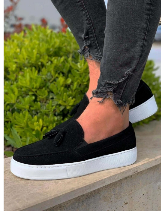 Knack Günlük Spor Klasik Ayakkabı 717 Siyah Süet (Beyaz Taban)