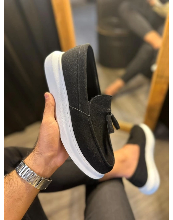 Knack Günlük Spor Klasik Ayakkabı 818 Siyah Süet (Beyaz Taban)