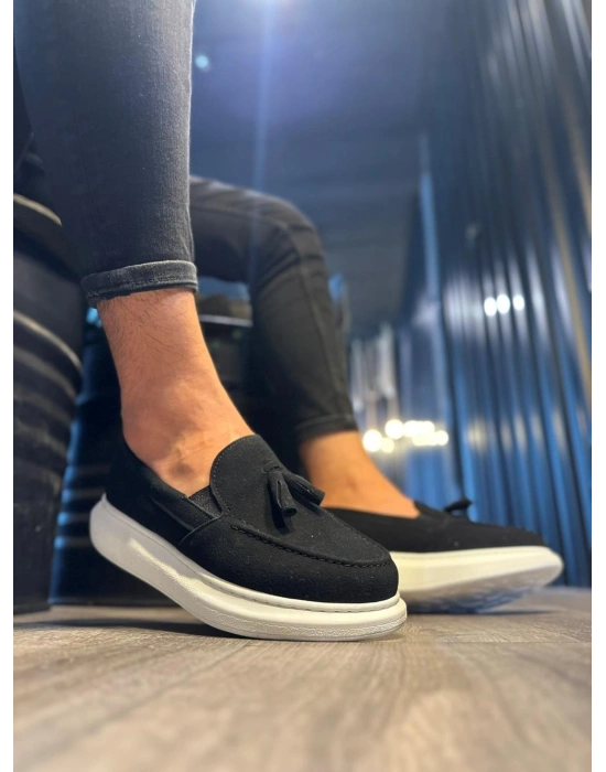 Knack Günlük Spor Klasik Ayakkabı 818 Siyah Süet (Beyaz Taban)