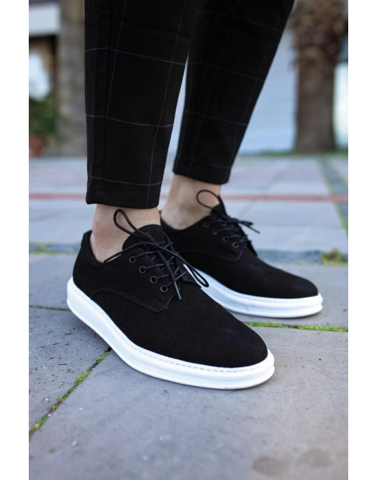 Knack Klasik Erkek Ayakkabı 001 Siyah Süet (beyaz Taban) Erkek Klasik Ayakkabı