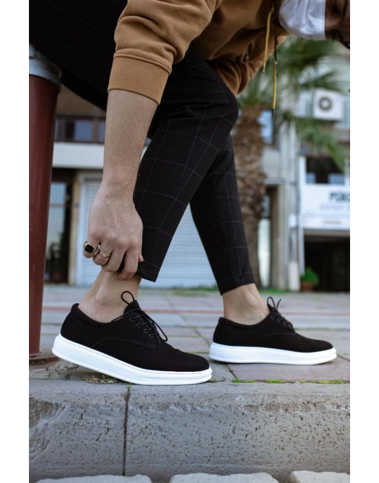 Knack Klasik Erkek Ayakkabı 001 Siyah Süet (beyaz Taban) Erkek Klasik Ayakkabı