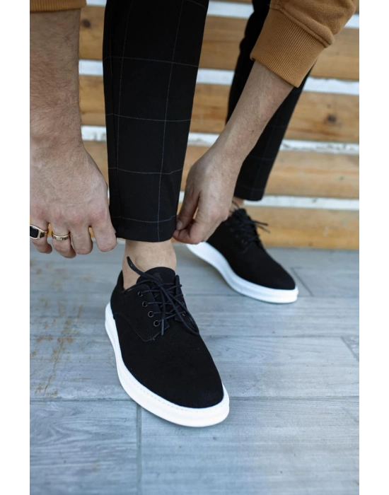 Knack Klasik Erkek Ayakkabı 001 Siyah Süet (beyaz Taban) Erkek Klasik Ayakkabı