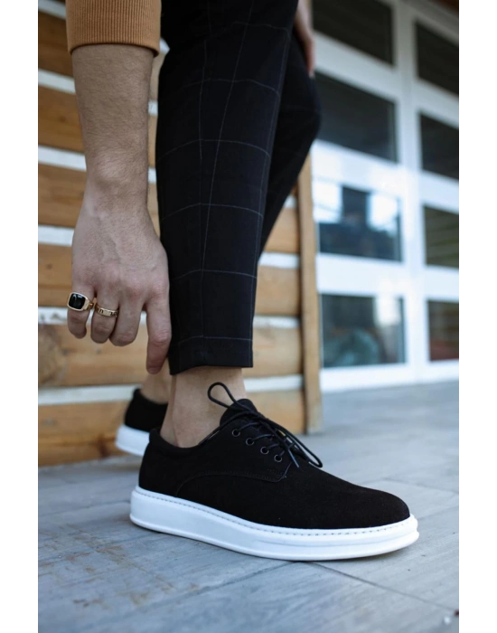 Knack Klasik Erkek Ayakkabı 001 Siyah Süet (beyaz Taban) Erkek Klasik Ayakkabı