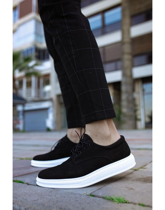 Knack Klasik Erkek Ayakkabı 001 Siyah Süet (Beyaz Taban)