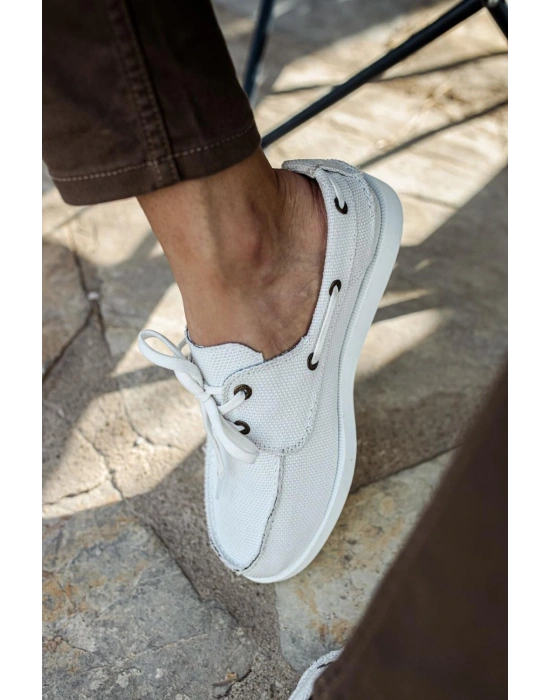 Knack Mevsimlik Keten Ayakkabı 008 Beyaz