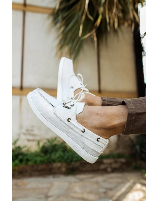 Knack Mevsimlik Keten Ayakkabı 008 Beyaz Erkek Günlük Ayakkabı