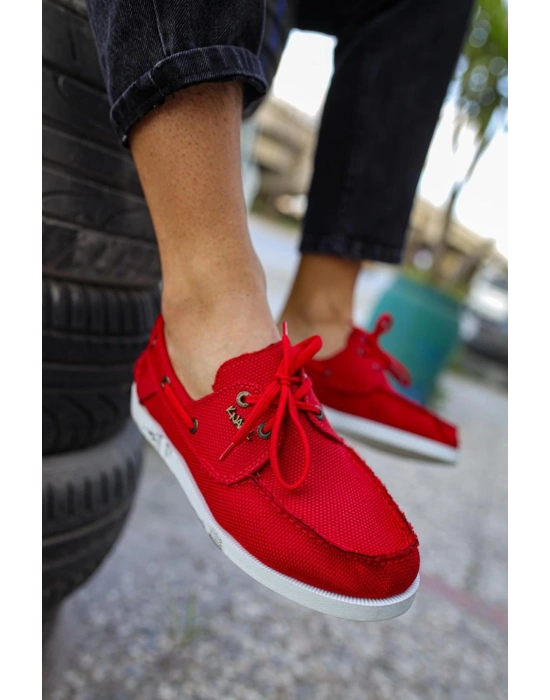 Knack Mevsimlik Keten Ayakkabı 008 Kırmızı Erkek Günlük Ayakkabı