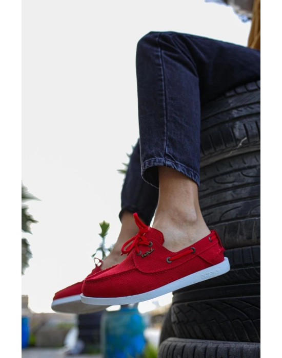Knack Mevsimlik Keten Ayakkabı 008 Kırmızı Erkek Günlük Ayakkabı