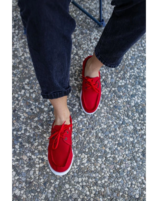 Knack Mevsimlik Keten Ayakkabı 008 Kırmızı Erkek Günlük Ayakkabı