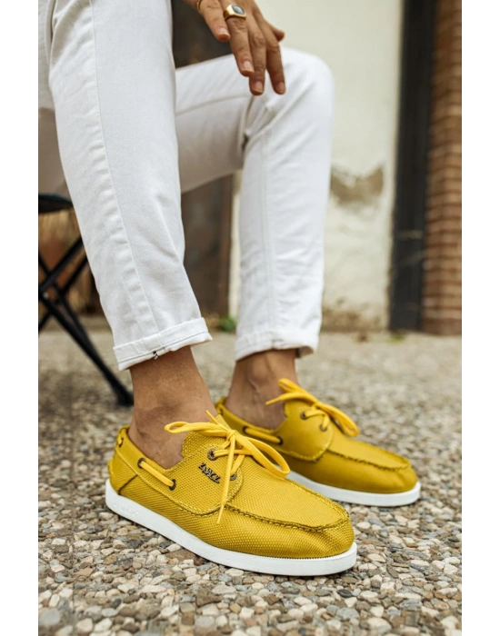 Knack Mevsimlik Keten Ayakkabı 008 Sarı Erkek Günlük Ayakkabı