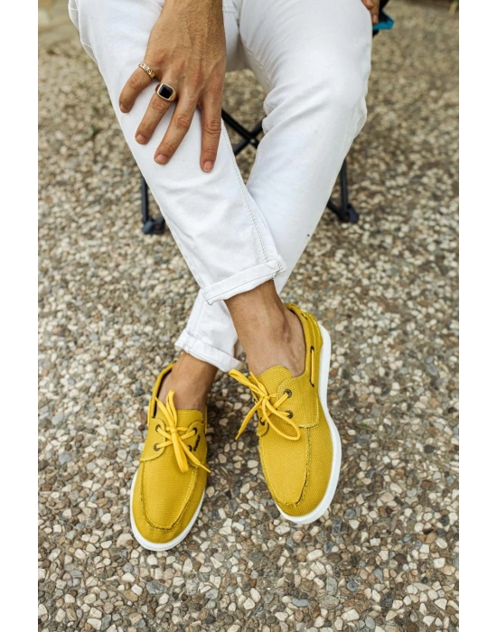 Knack Mevsimlik Keten Ayakkabı 008 Sarı Erkek Günlük Ayakkabı