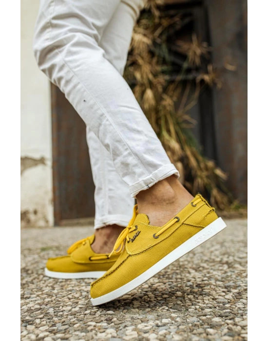 Knack Mevsimlik Keten Ayakkabı 008 Sarı Erkek Günlük Ayakkabı