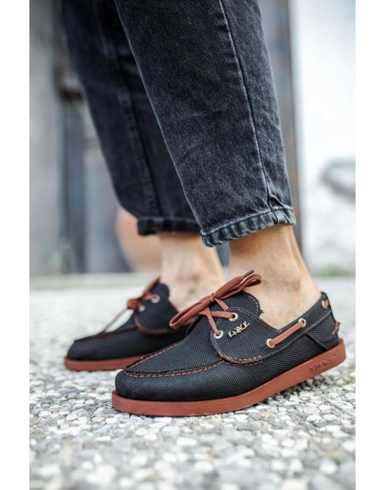 Knack Mevsimlik Keten Ayakkabı 008 Siyah (taba Taban) Kadın Günlük Ayakkabı