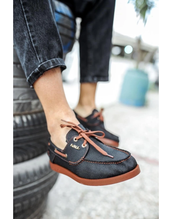 Knack Mevsimlik Keten Ayakkabı 008 Siyah (taba Taban) Kadın Günlük Ayakkabı