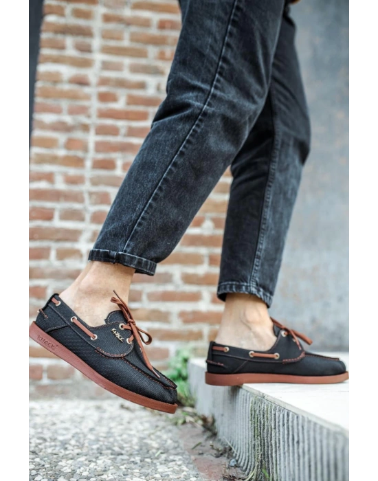 Knack Mevsimlik Keten Ayakkabı 008 Siyah (taba Taban) Kadın Günlük Ayakkabı