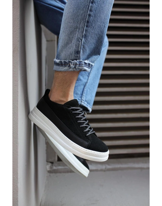 Knack Sneakers Ayakkabı 010 Siyah Süet (Beyaz Taban)