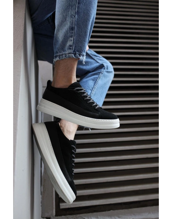 Knack Sneakers Ayakkabı 010 Siyah Süet (Beyaz Taban)