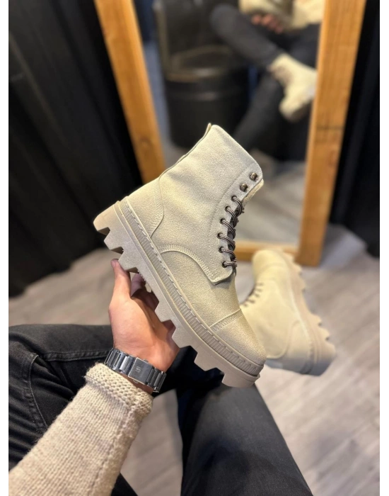 Knack Yüksek Taban Ayakkabı B-023 Vizon Süet Erkek Bot