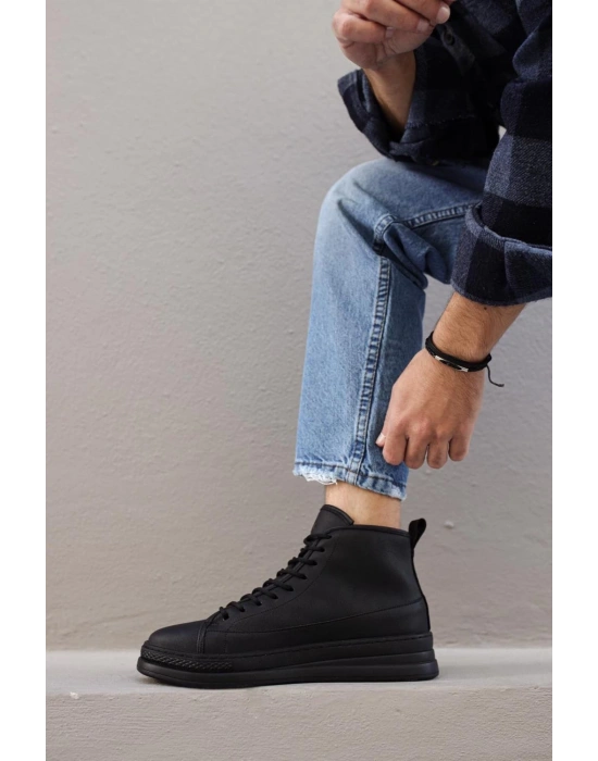 Knack Yüksek Taban Ayakkabı C-030 Siyah (siyah Taban) Erkek Günlük Ayakkabı