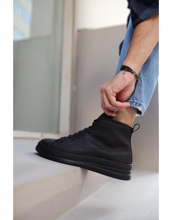 Knack Yüksek Taban Ayakkabı C-030 Siyah (siyah Taban) Erkek Günlük Ayakkabı