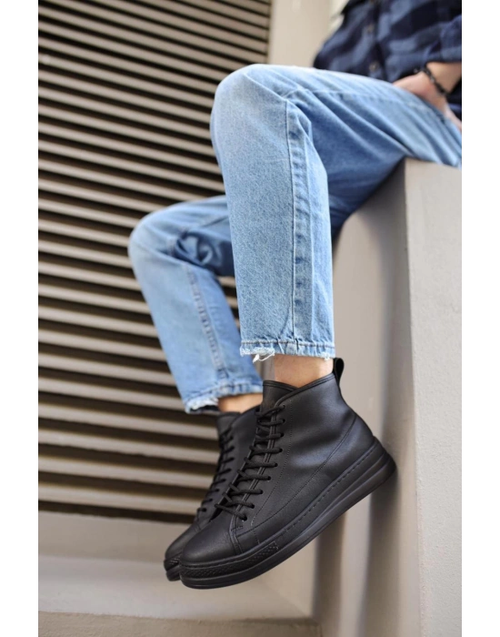 Knack Yüksek Taban Ayakkabı C-030 Siyah (siyah Taban) Erkek Günlük Ayakkabı