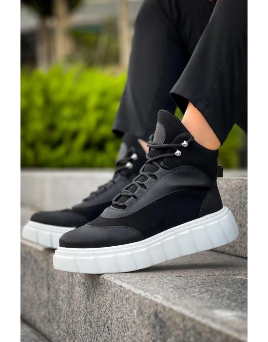 Knack Yüksek Taban 104 Siyah (beyaz Taban) Erkek Bot