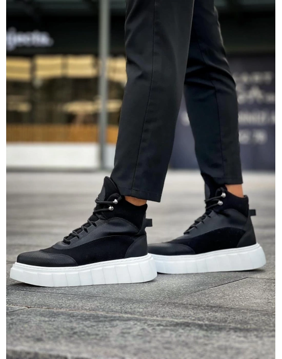 Knack Yüksek Taban 104 Siyah (beyaz Taban) Erkek Bot